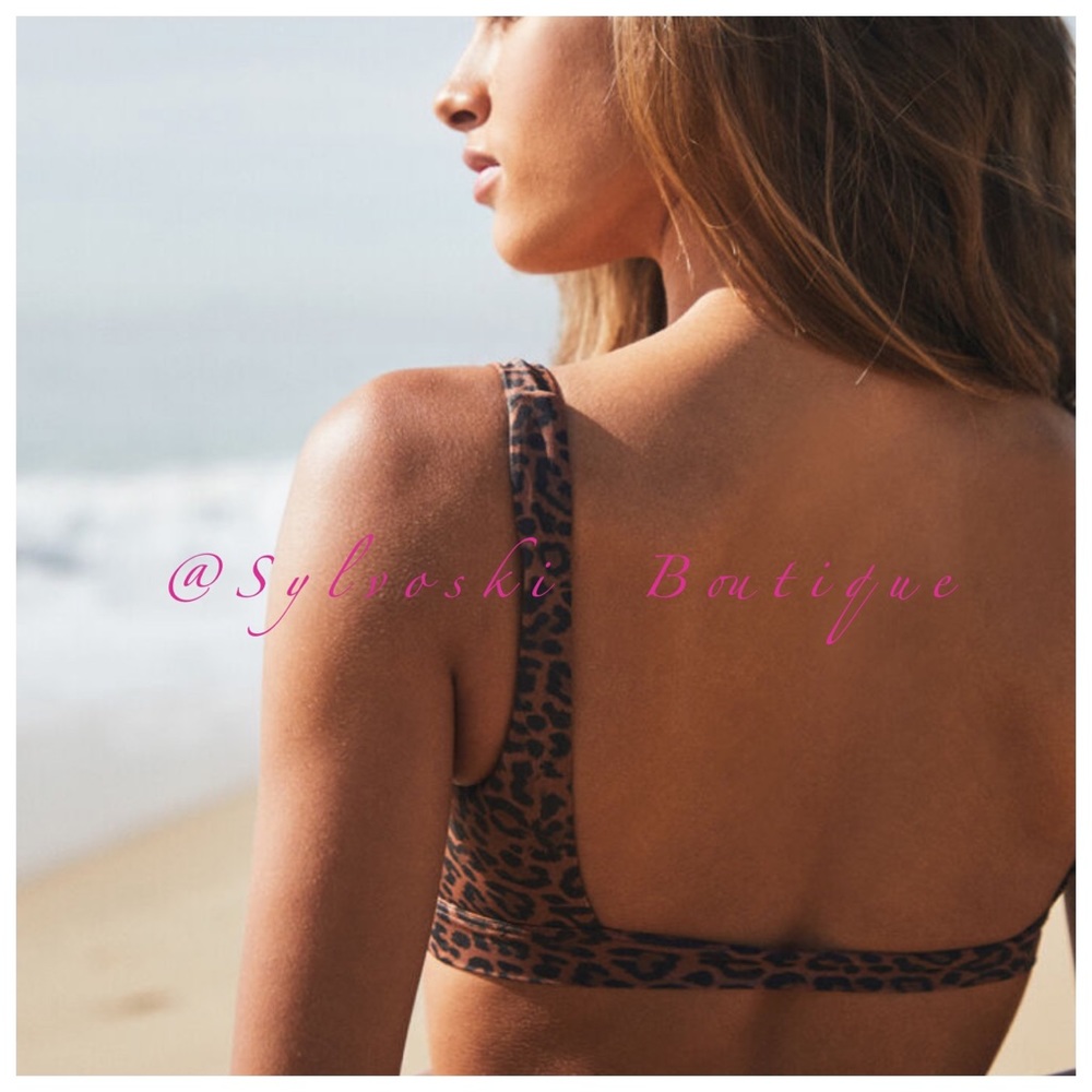 🔥 LA Hearts Leopard Cropped Bikini Top Set NWT - Picture 3 of 14
